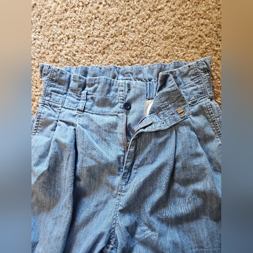 Madewell Denim/ Chambray High-Waist Paperbag Style Pants, Size 2 - Picture 5 of 8